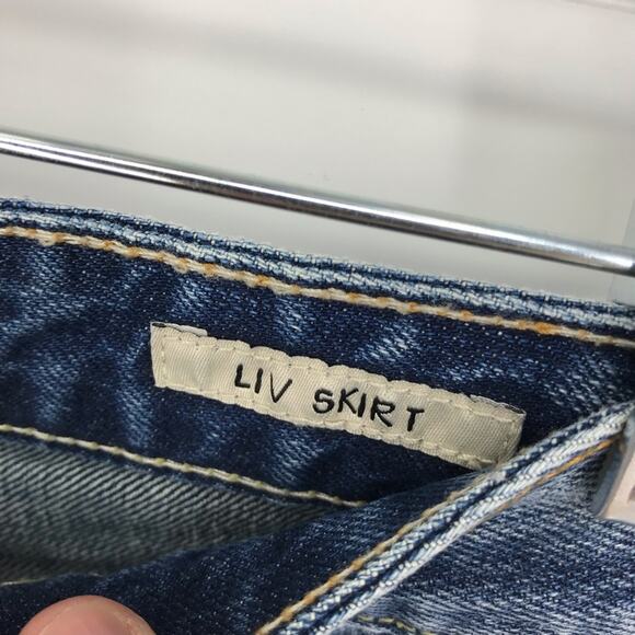 Vintage Anoname Y2K Womens Size 29 Liv Denim Skirt Distressed Mini Length - Picture 4 of 6